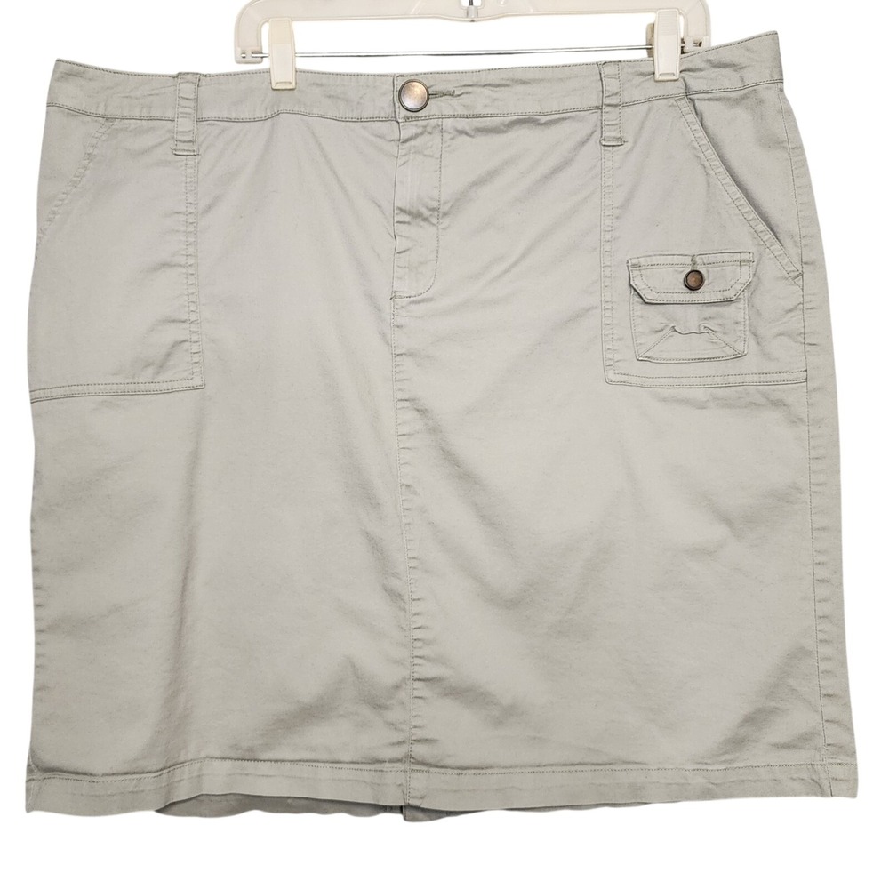 AVENUE Size 20 Cotton Stretch Cargo Skirt Olive Khaki Mini Outdoors Hiking EUC